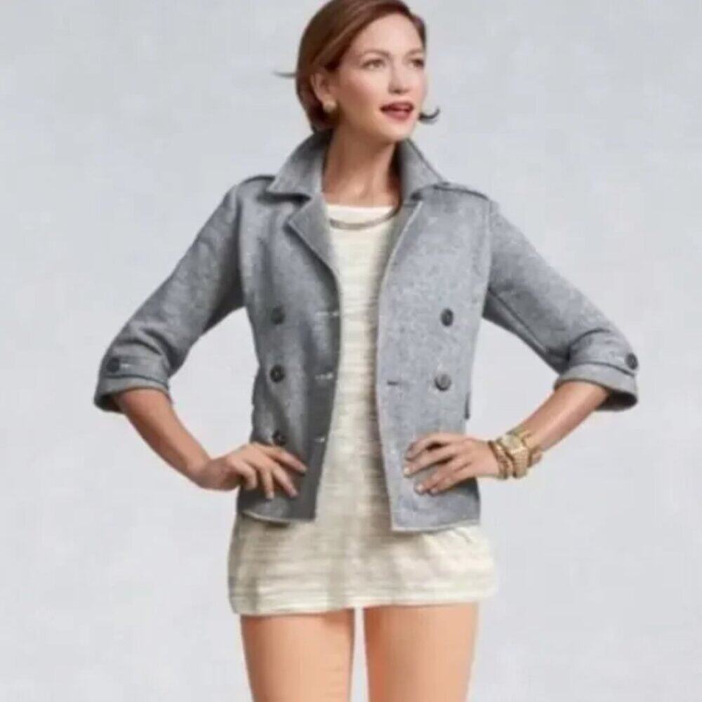 CAbi Women's Shrunken Peacoat Heather Gray Size M